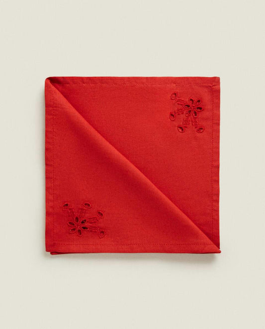 PACK OF EMBROIDERED COTTON CHRISTMAS NAPKINS (PACK OF 2)