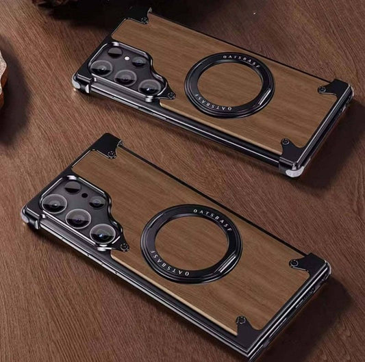 Walnut Wooden Magnetic Kickstand Protective Cover for Samsung
