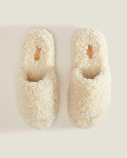 FAUX FUR PLATFORM SLIDER SLIPPERS