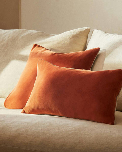 LINEN AND VELVET CUSHION COVER