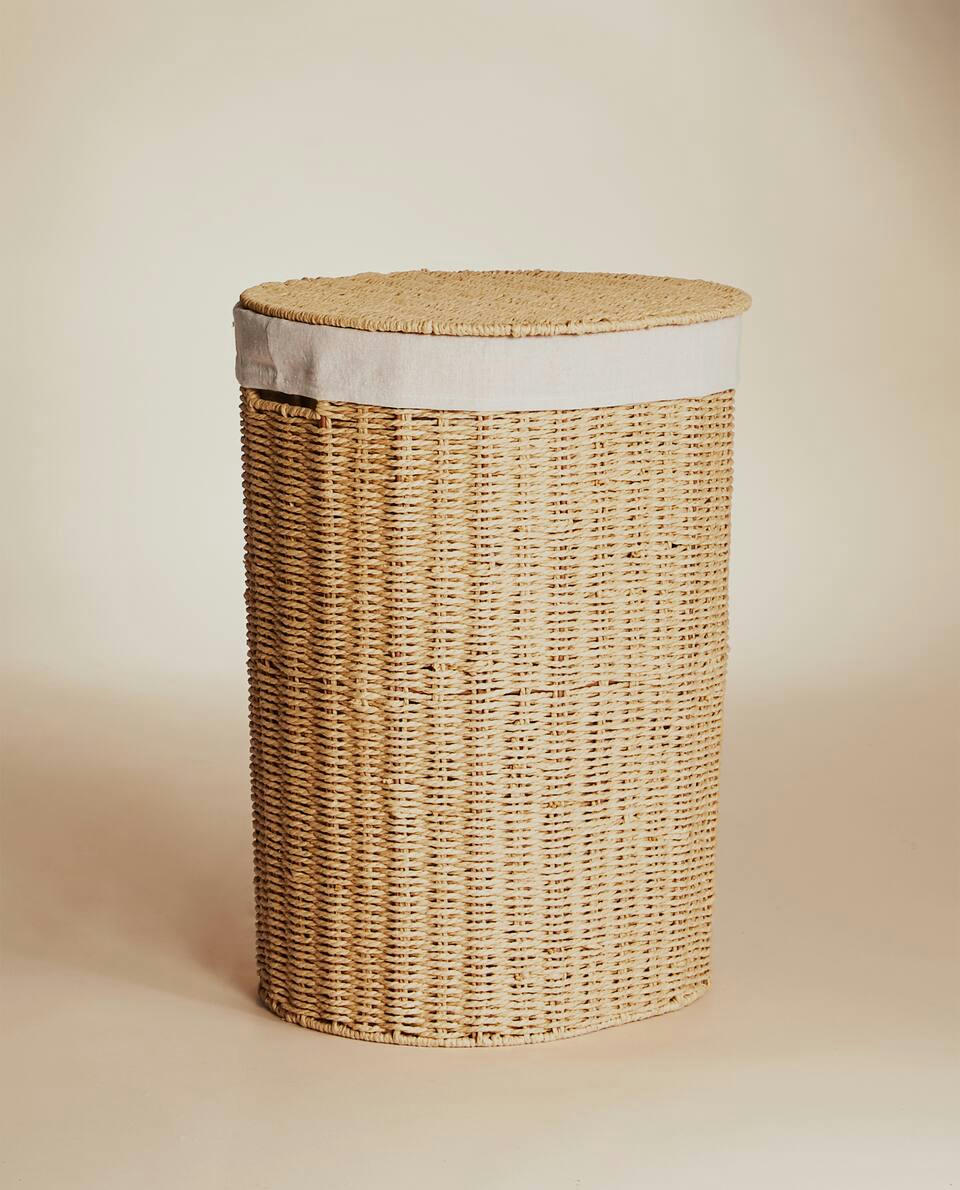 FABRIC-LINED LAUNDRY BASKET