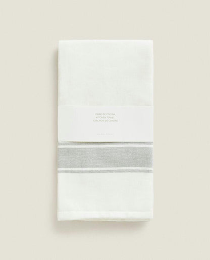 COTTON TERRY TEA TOWEL WITH STRIPE
