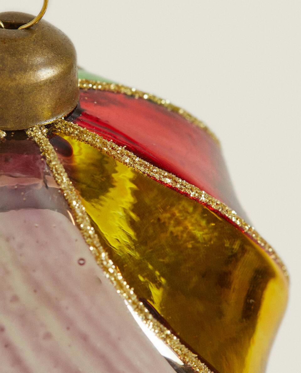 CHRISTMAS SPIRAL MULTICOLOURED BAUBLE DECORATION