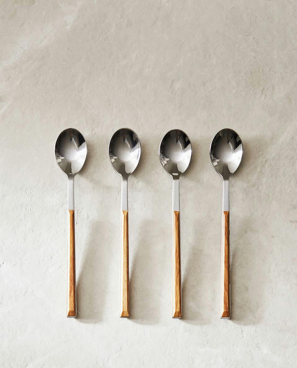 4-TEASPOON BOX WITH WOOD-EFFECT HANDLE