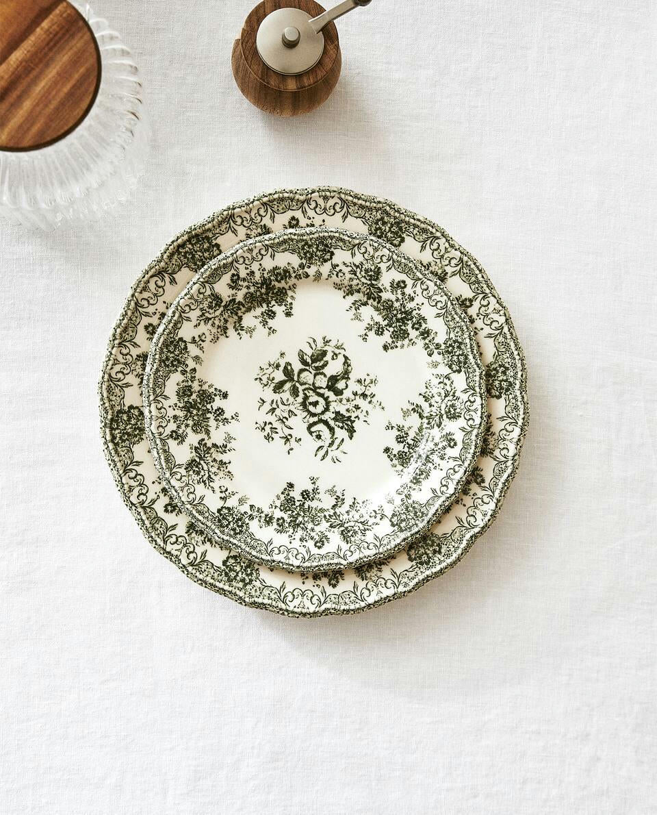FLORAL EARTHENWARE DESSERT PLATE