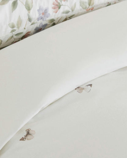 FLOWER AND BUTTERFLY PRINT DUVET COVER