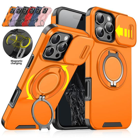"ChubbyArmor 2.0" Military-Grade Shockproof Magnetic Case with Camera Slide & 360° Kickstand Ring