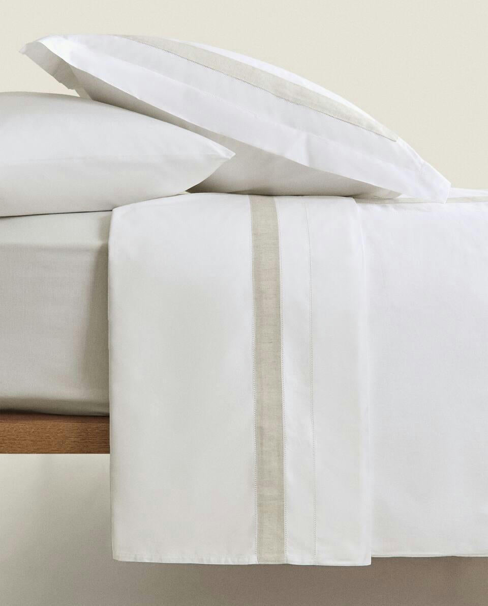 DUVET COVER WITH LINEN BORDER