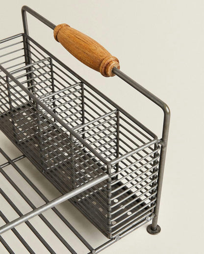 IRON AND ACACIA WOOD DRYING RACK