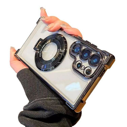 Translucent Magnetic Phone Cases with Stand and Corner Cushions for Galaxy Series